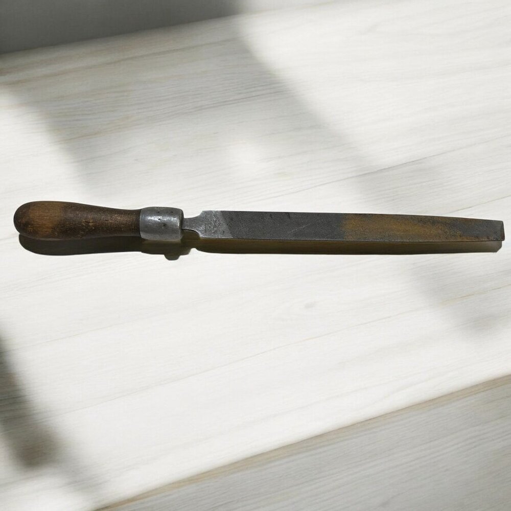 Vintage Nicholson Black Diamond Metal File with Wood Handle USA
